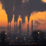 A photo showing pollution in a city